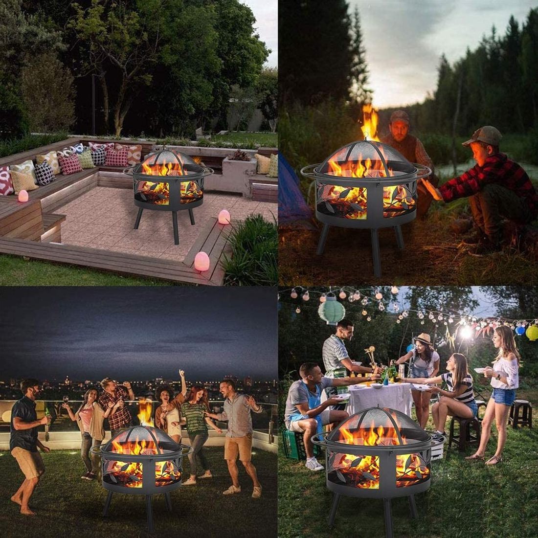 Garden Decoration Outdoor Marble Fireproof Pad Square Beer Bottle-Shaped Deck Protector Trays Fire Bowl Portable Fire Pit