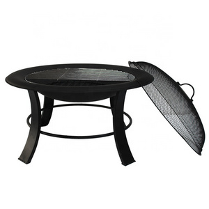 29 inch Black Iron Fire Pit Round Outdoor Camping Fire Pit with Poker BBQ Equipment for Outside garden