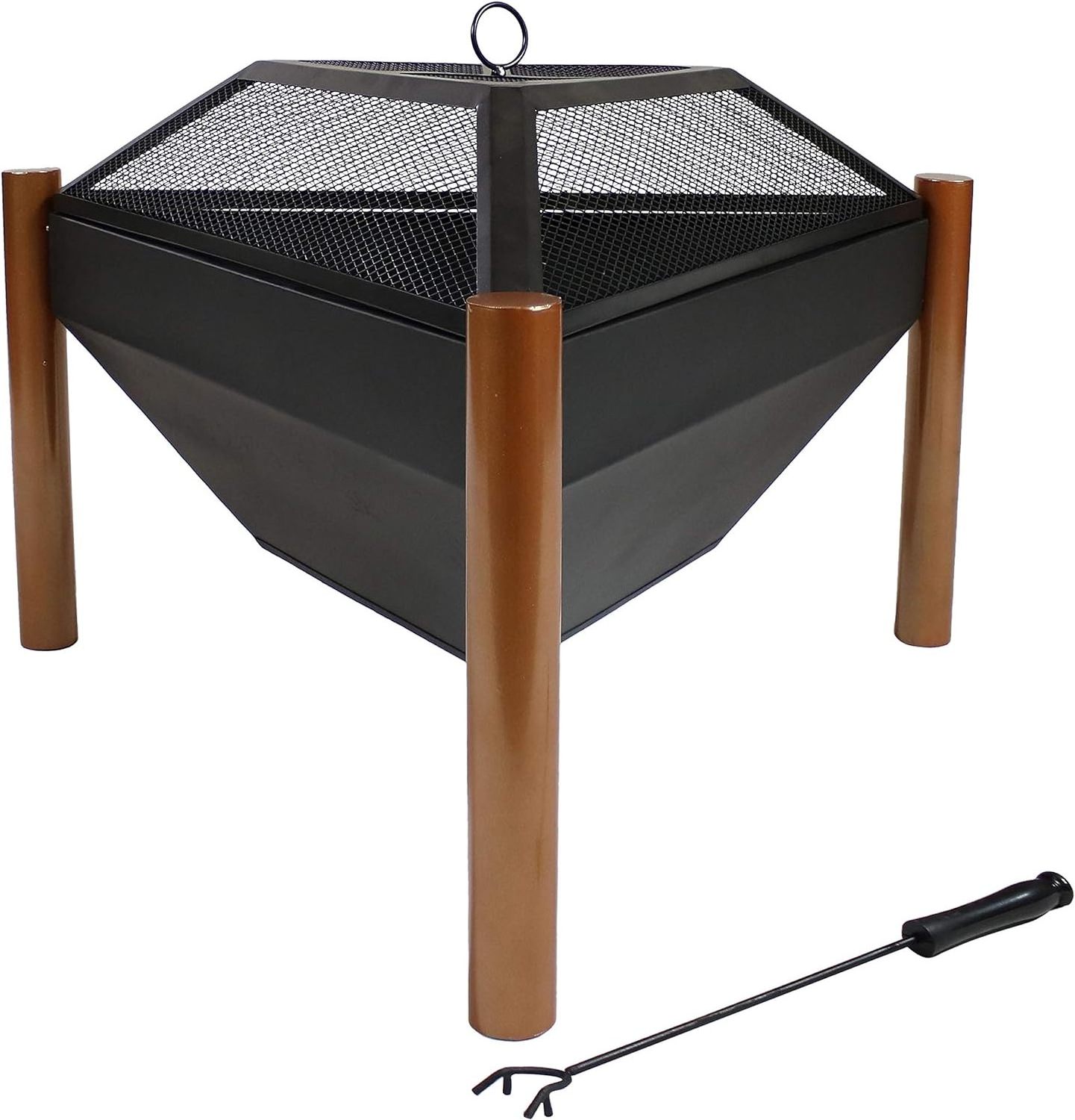 Triangle Wood Burning Outdoor Fire Pit Home Garden Patio Outdoor Heater Camping Tripod Fire Pit With Spark Screen And Poker