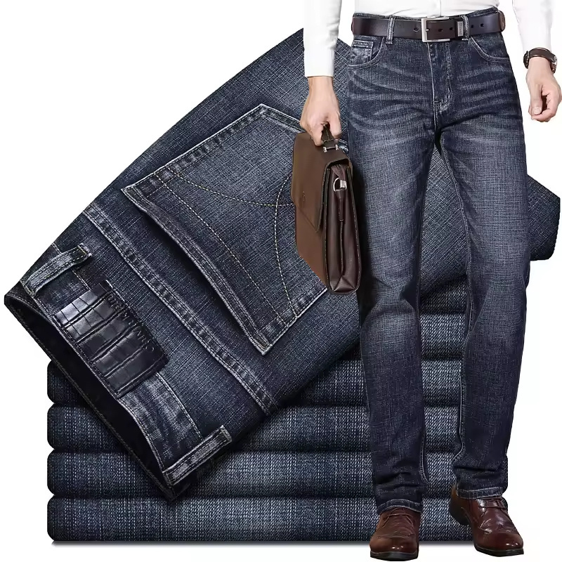 Hot Sale Jeans stacked denim pants Summer Pants Mens Stretch Custom Men's Straight Jeans Casual Trousers Large Size Men's Denim