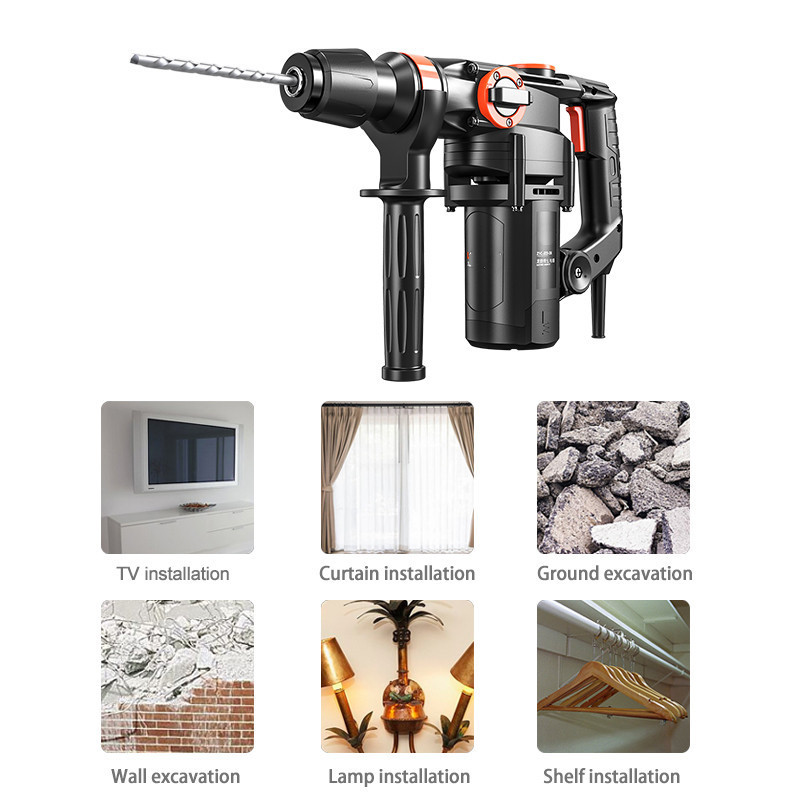 SDS plus chuck system 1500w electric corded power rotary hammer drill for concrete wood steel