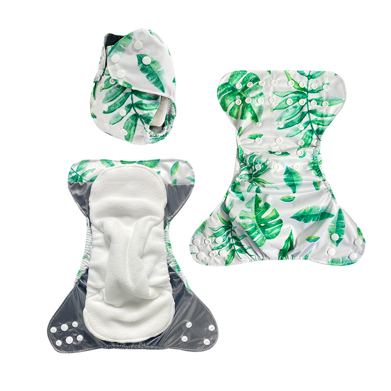 Custom Logo Soft Breathable Reusable diaper Cover Nappies waterproof reusable Cloth Diaper with 4 layer inserts