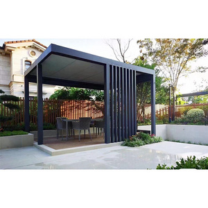 Waterproof Metal Outdoor Louver Canopy Patio Roof Garden Carport Awning Motorized Aluminum Pergola Gazebo with Zip Screens