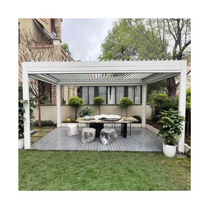 Garraf Outdoor Customization Waterproof Electric Motorised Aluminum Pergola Gazebo With LED Lights And Fan