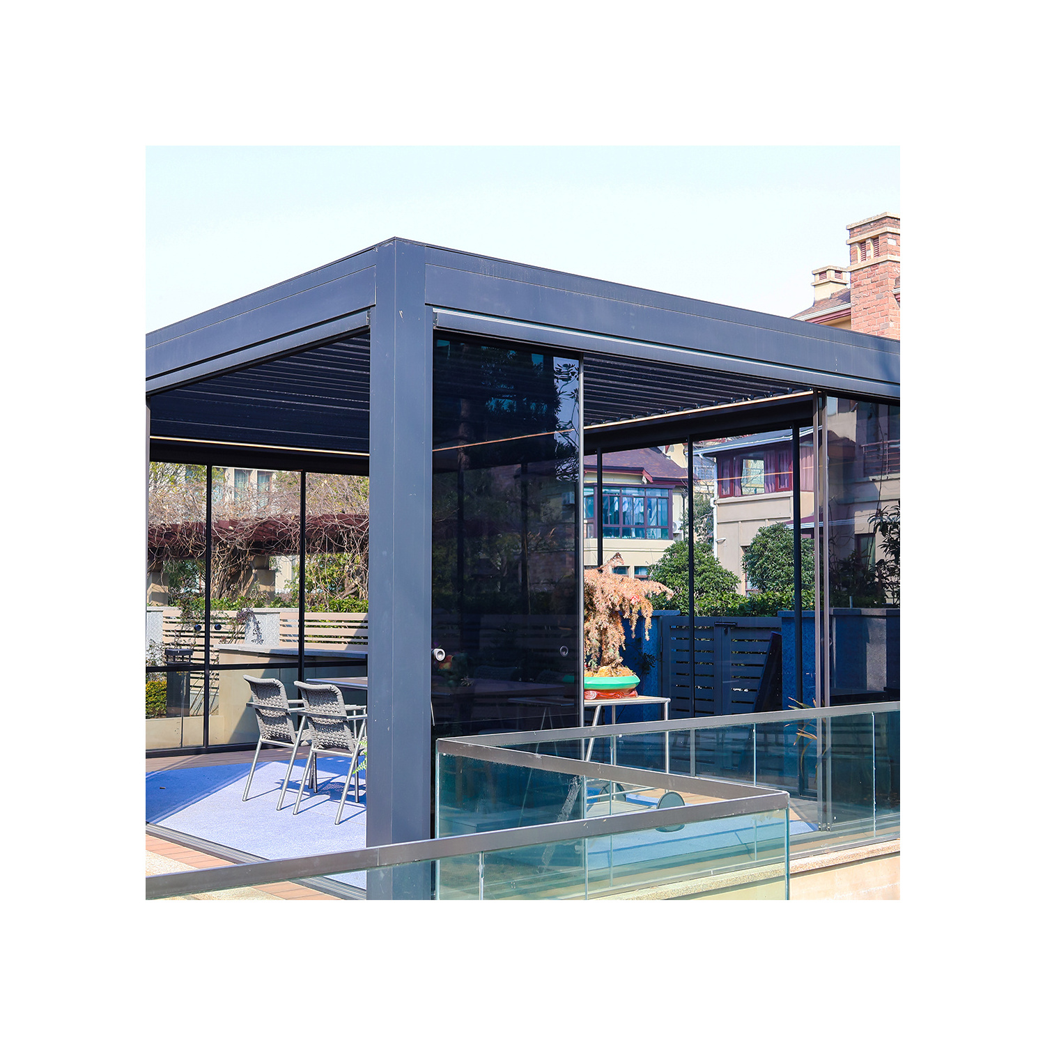 3x5 4x6 Bioclimatic Opened Louvered Roof Electric  Aluminium Outdoor Waterproof Pergolas Gazebo For Patio