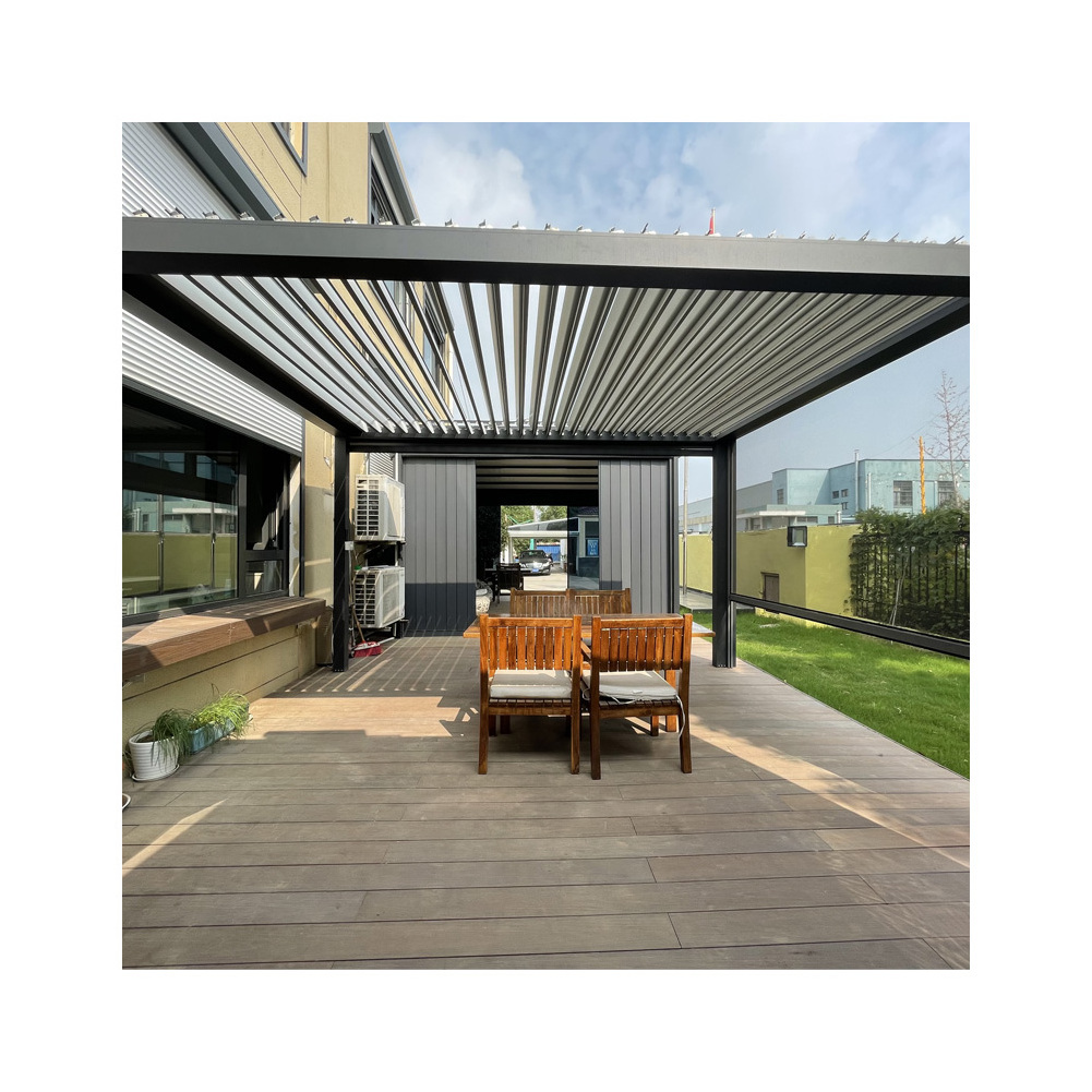 Bioclimatic 3x4 3x3 Waterproof Motorised Louver Roof System Kits Outdoor Garden Aluminium Pergola