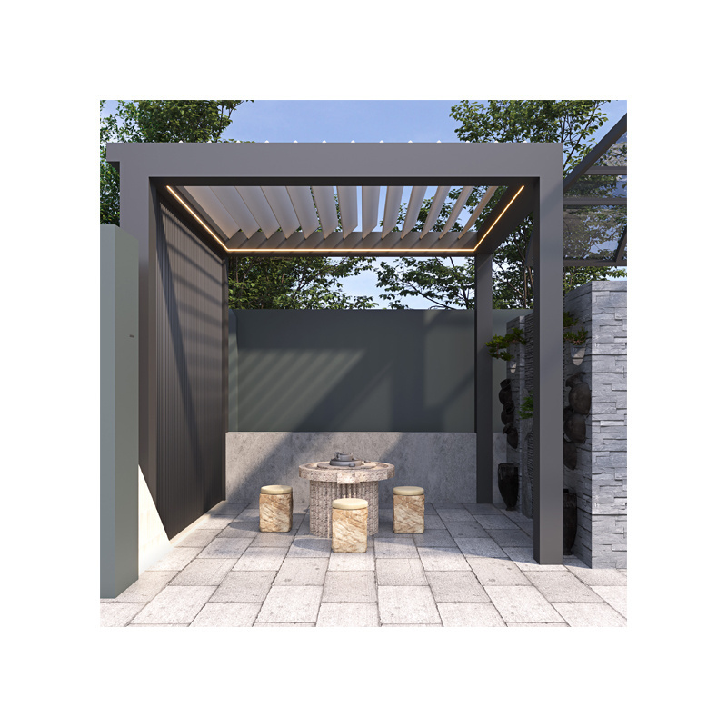 OEM Bioclimatic Motorized Outdoor Wall Mounted Pergola Biometric System Pergola Aluminium Gazebo With Retractable Roof