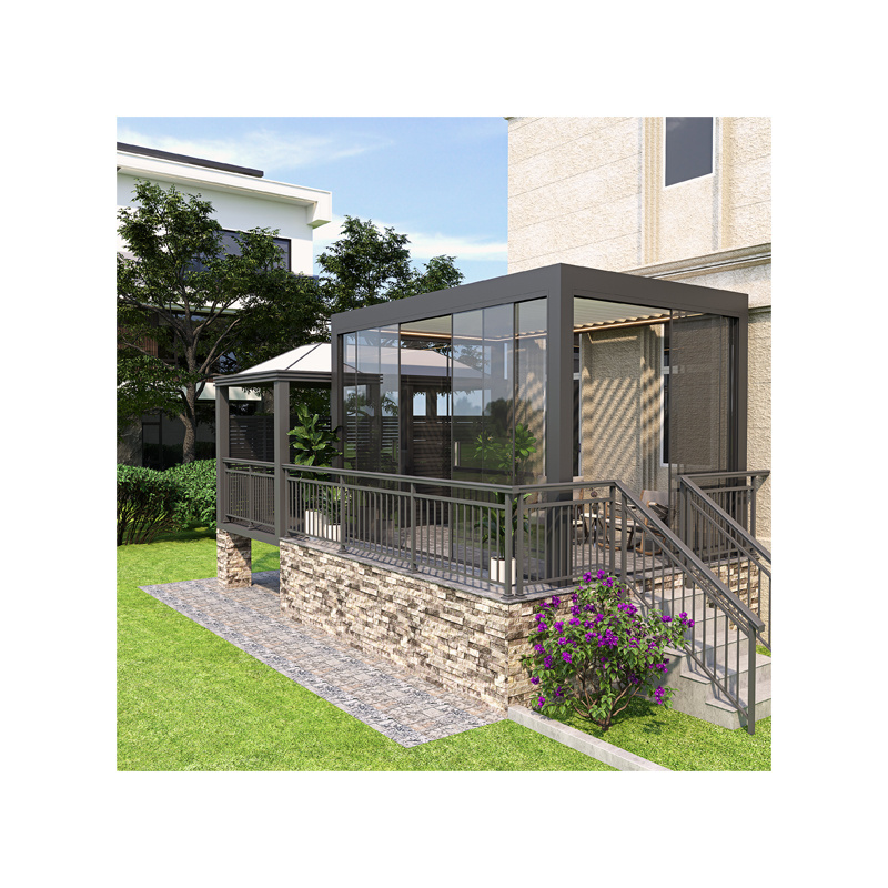 OEM Bioclimatic Motorized Outdoor Wall Mounted Pergola Biometric System Pergola Aluminium Gazebo With Retractable Roof