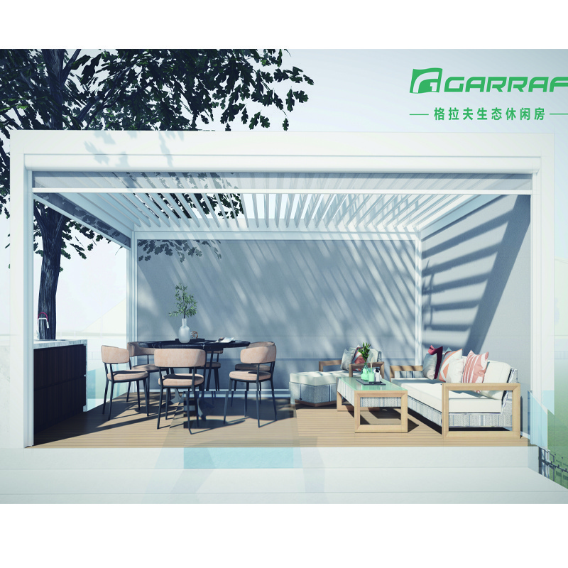 modern pergola motorized louver bioclimatic system aluminium waterproof gazebo garden shade screen