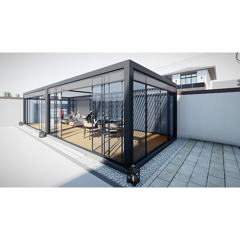 Outdoor Motorized Metal Waterproof Aluminium Canopy Smart Gazebo Sun Shading Terrace Awning Carport Garden Louver Roof Pergola