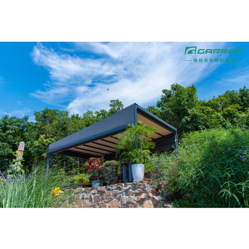 high quality motorized retractable outdoor waterproof awning with aluminum beach curved canopy