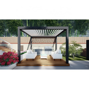 Customized Adjustable Metal Gazebo Modern Design Outdoor Electric Motorized Aluminium Pergola With Waterproof Louvered Roof