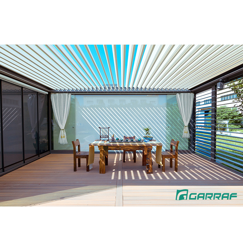 Customized Motorized Modern Balcony Garden Pavilion Swimming Pool Aluminium Smart Pergolas with Glass Sliding Door