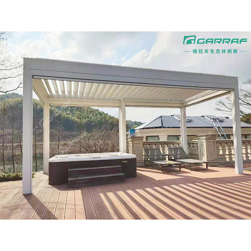 Garraf Factory Supplying Modern New Design Aluminium Gazebo Pergola with led light customized waterproof aluminium pergola