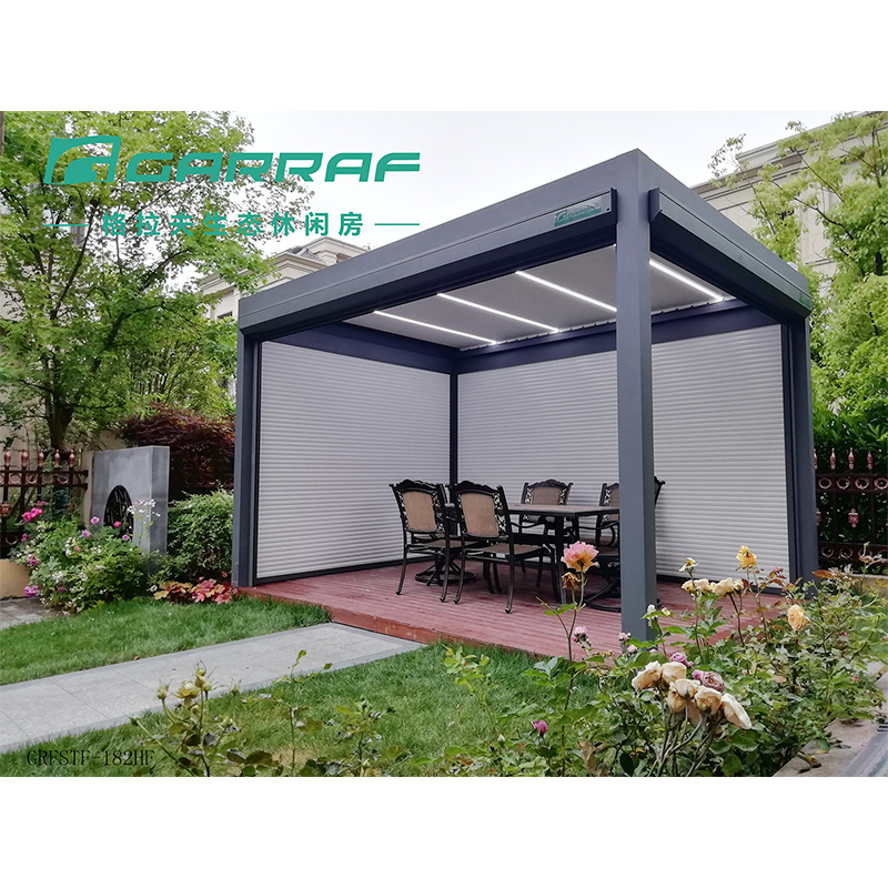 Aluminium Awning Patio Outdoor Garden Pool Furniture Opening Louver Roof Gazebo Pavilion Electric Roof Pergola with Shade Screen