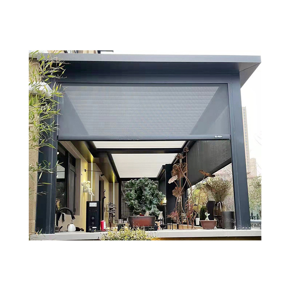 Patio Garden Retractable Electric Roller Up Pergola Outdoor Blinds Ziptrak Exterior Mosquito Roller Panel Shade Zip Patio Screen