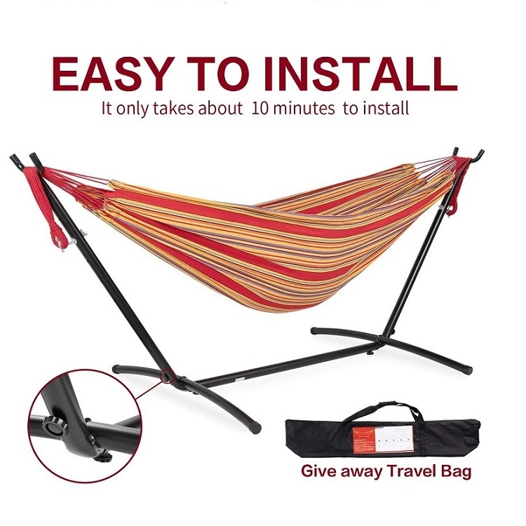 Height Adjustable Hammock Includes Stand and Carry Bag for Outside Free Standing Heavy Duty Hammock with Stand Outdoor Cotton