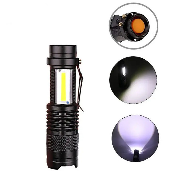 GARIDA XPE COB Battery USB Rechargeable Torch Flashlight New for Outdoor Home GCLF-007 Multifunctional LED Retractable Black 90