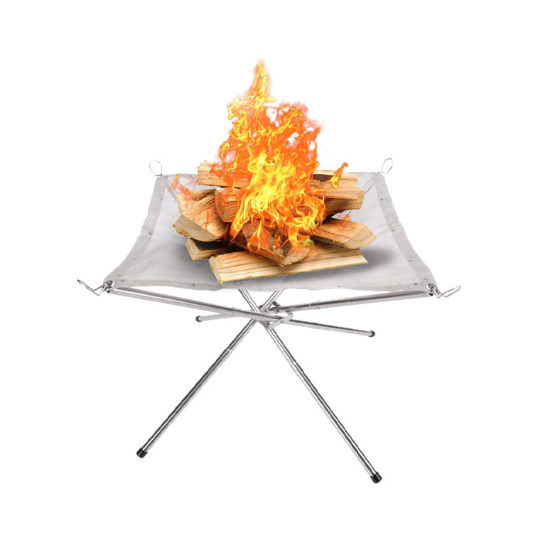 GARIDA  Heating Mesh Stainless Steel Outdoor Camping Campfire Fire Rack Foldable Mesh Fire Pit BBQ Tools Hot GCSW-013