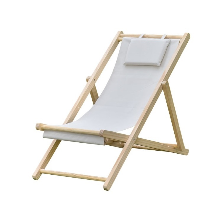 GARIDA GCFC-S039 factory outlet foldable beach chairs with Soft Comfortable Pillow adjustable wood lounge beach chair deck chair