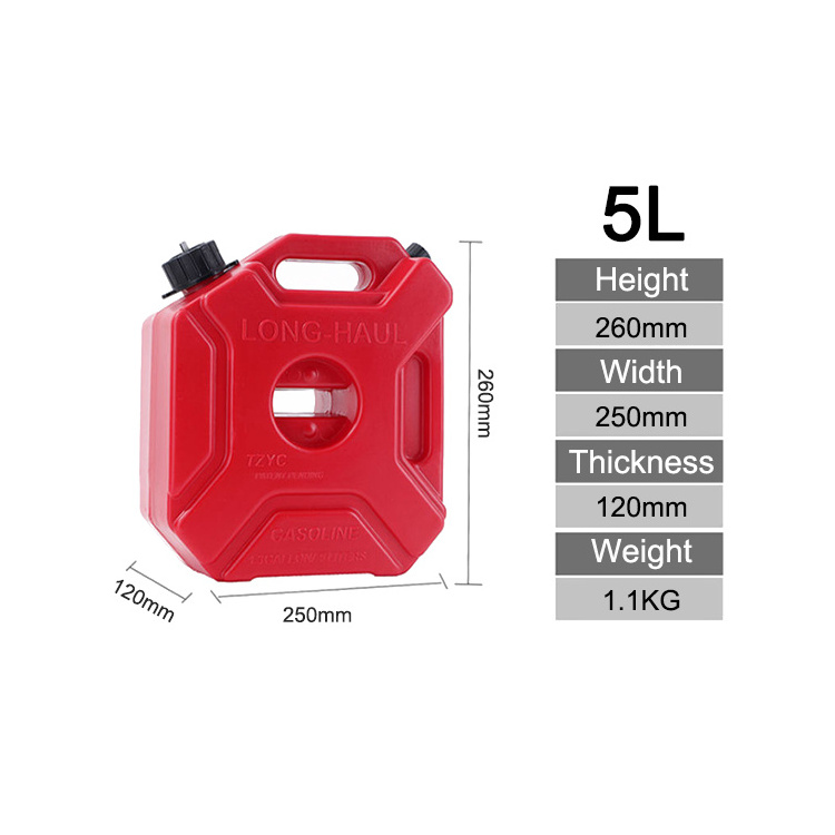 GARIDA Factory Wholesale Portable10 Liters Plastic Fuel Tank Bucket Gasoline Red Yellow Green Color Plastic Drum 5 GAL (18.9L)