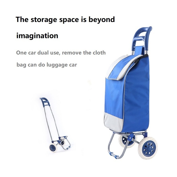 Shopping Cart Grocery Foldable Cart with Aluminum Frame Large Detachable Waterproof Canvas Bag 2 wheel shopping cart