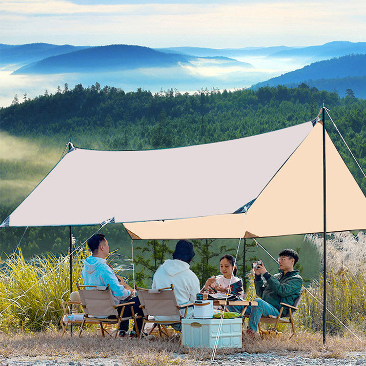 GARIDA Outdoor Camping Tent Canopy Pop Up Tents Khaki Colour Sunhade Tent Storage Bag 4 People Square Canopy GCTC-001