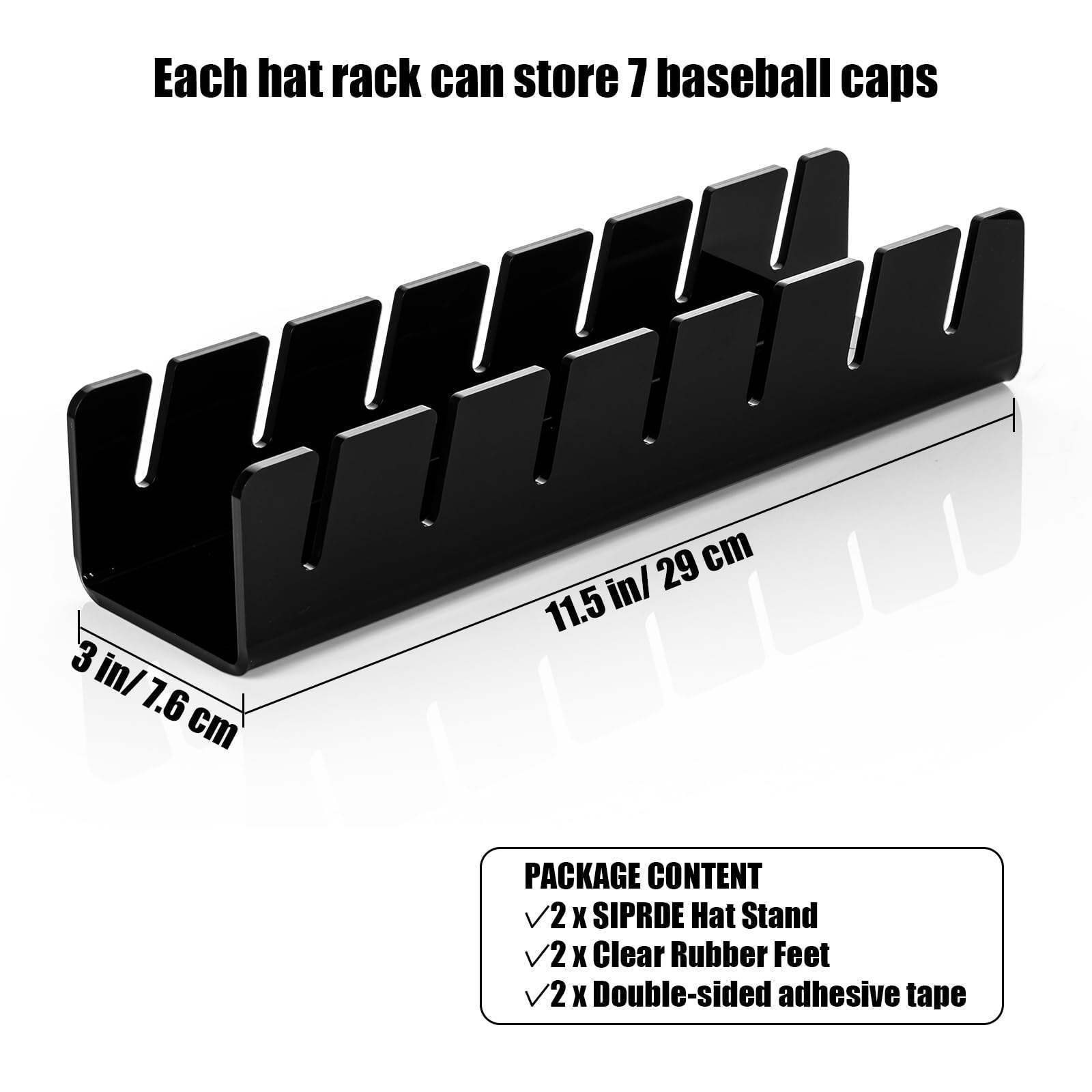 2 Pack Plastic Acrylic Hat Organizer Stand No Install Hat Display Stand for Bedroom for 14 Baseball Caps