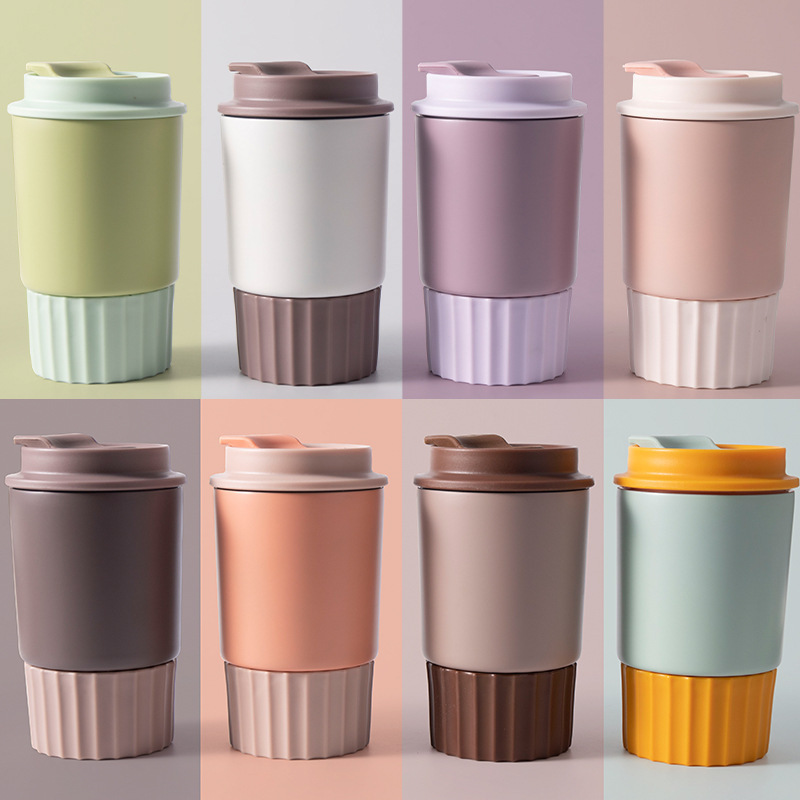 Simple Style Coffee Mug Stainless Steel Water Retaining Cold Thermos Cup Portable Car Water Cup Milk Coffee Travel Mug