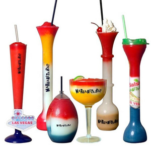 Custom Plastic Long Neck Vaso Classic Design Stadium Fiesta Souvenir Cup with Straw for Daiquiri Slush Yard Drinks