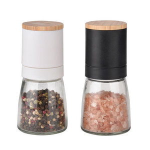 Top Seller Manual Bamboo Spice Salt and Pepper Grinder High Quality with Bamboo Lid New Design Low Price Metal Mill