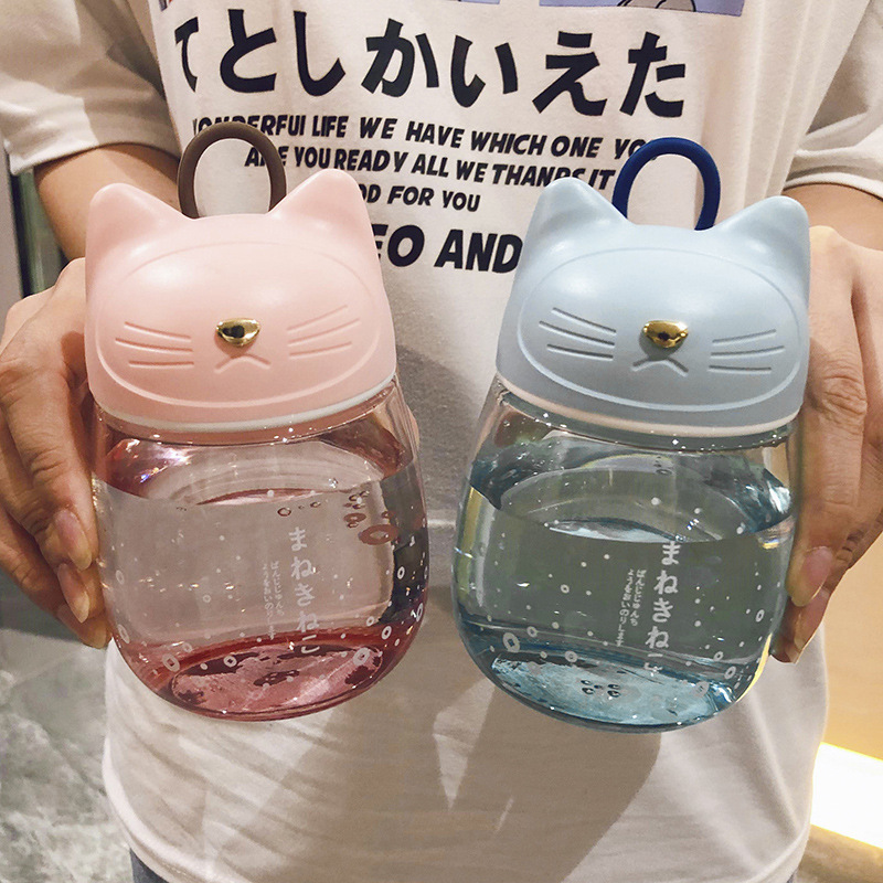 Cute Cat Shape Glass Mini Water Bottle Portable Compact Water Cup Student Girl Gift Small Capacity Pocket Cup Coffee Mug