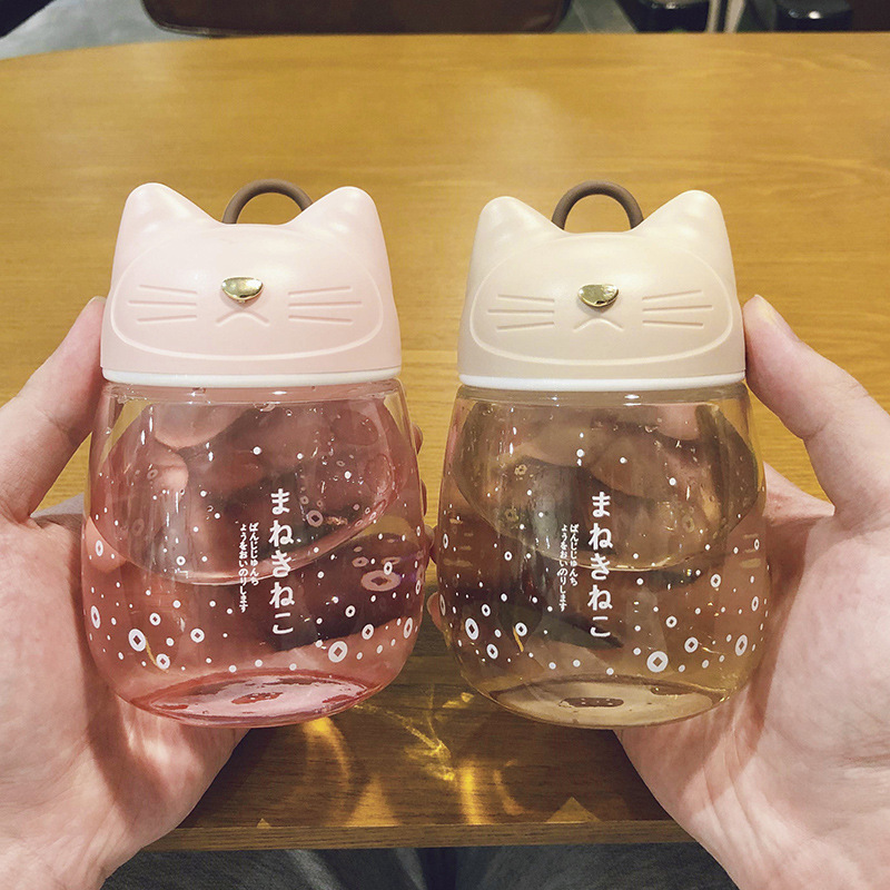 Cute Cat Shape Glass Mini Water Bottle Portable Compact Water Cup Student Girl Gift Small Capacity Pocket Cup Coffee Mug