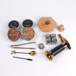 Bartender's Cocktail Smoker Kit with Torch and 4 Wood Chips Whiskey Bar Accessories for gift