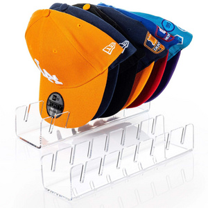 2 Pack Plastic Acrylic Hat Organizer Stand No Install Hat Display Stand for Bedroom for 14 Baseball Caps