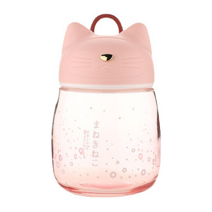 Cute Cat Shape Glass Mini Water Bottle Portable Compact Water Cup Student Girl Gift Small Capacity Pocket Cup Coffee Mug