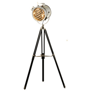 Industrial Search Stand Light Stainless Steel Antique Tripod Floor Lamp