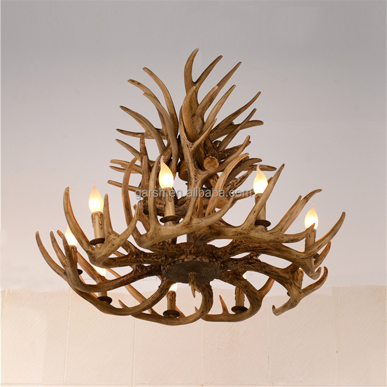 Antique Brown Resin Deer Antler Chandelier