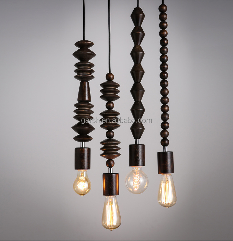 Modern Interior Lighting Beads Wooden Pendant Light