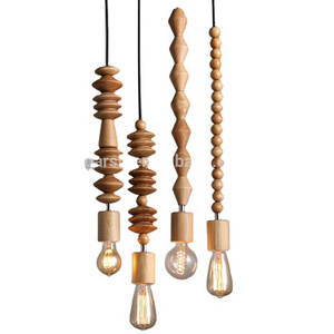 Modern Interior Lighting Beads Wooden Pendant Light