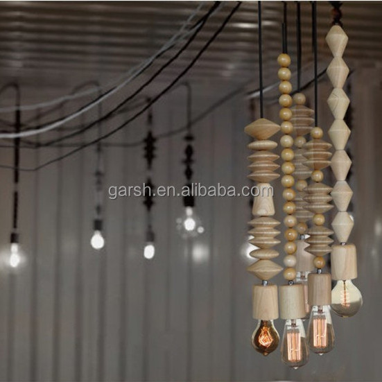 Modern Interior Lighting Beads Wooden Pendant Light