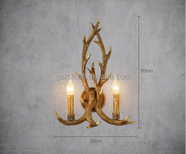 Antique Deer Antler Wall Lamp Resin Wall Sconce Candle Bulb