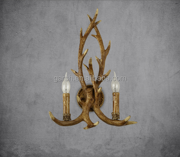 Antique Deer Antler Wall Lamp Resin Wall Sconce Candle Bulb