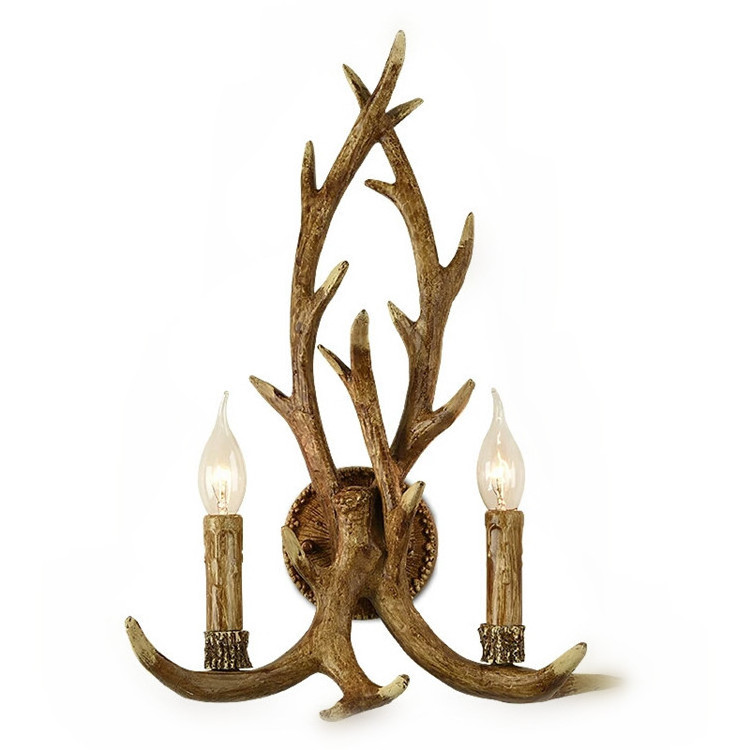 Antique Deer Antler Wall Lamp Resin Wall Sconce Candle Bulb