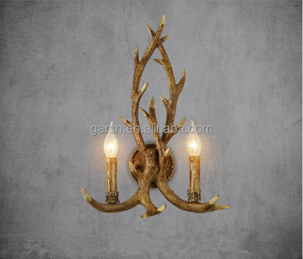 Antique Deer Antler Wall Lamp Resin Wall Sconce Candle Bulb