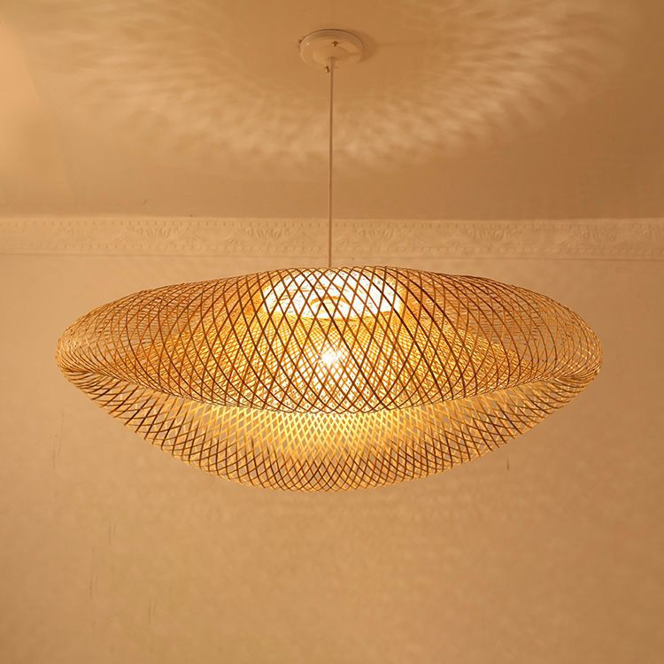 Natural Rattan Ceiling Light Modern Bamboo Pendant Light Wicker Lamps