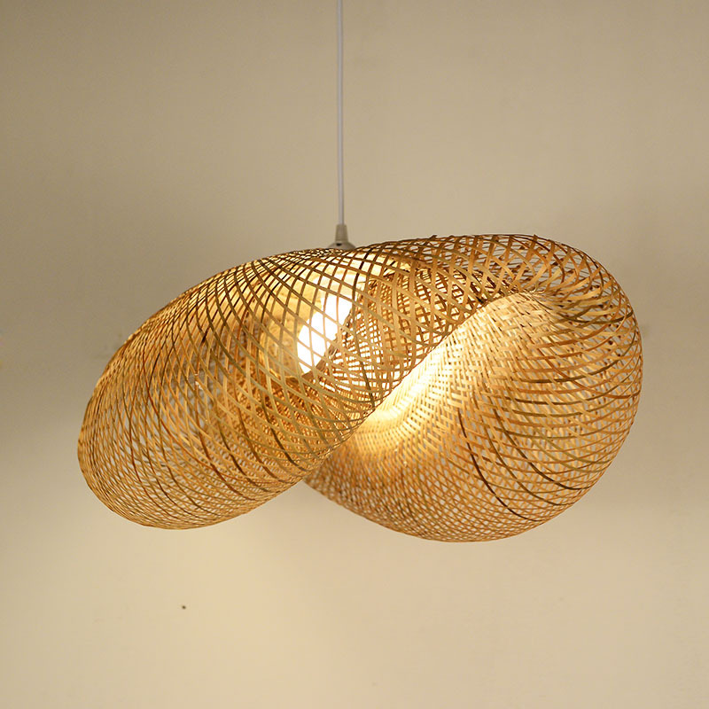 Natural Rattan Ceiling Light Modern Bamboo Pendant Light Wicker Lamps