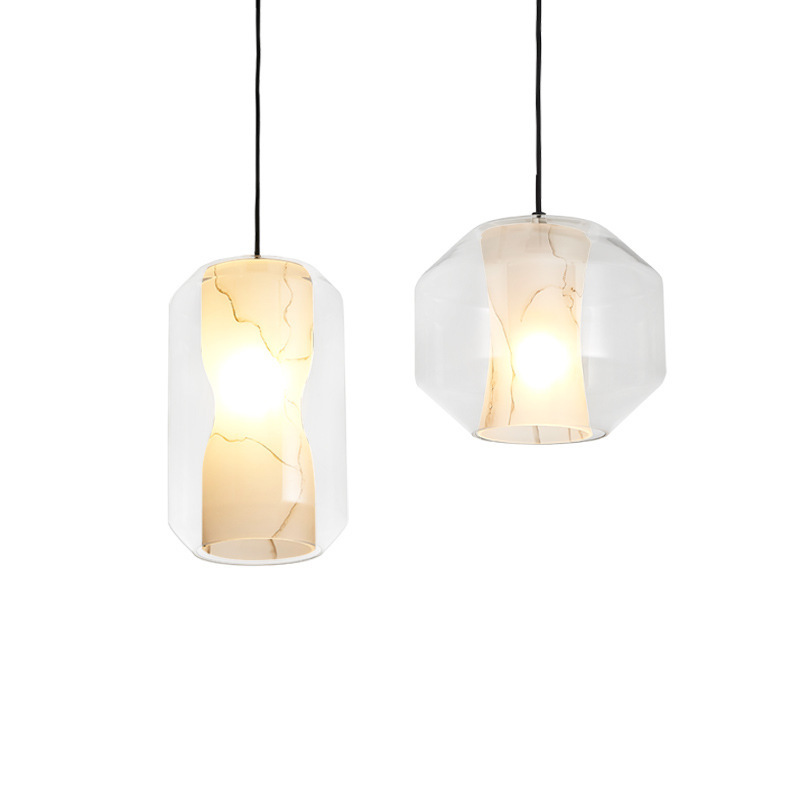 Indoor Chandelier Lamps Scagliola Glass Modern Pendant Light Fixture