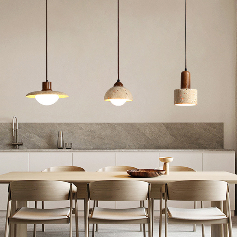 Nordic Yellow Travertine Pendant Lamp Modern Natural Marble Pendant Light