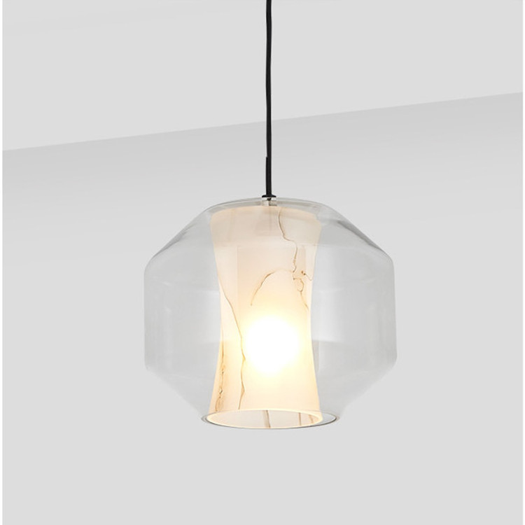 Indoor Chandelier Lamps Scagliola Glass Modern Pendant Light Fixture